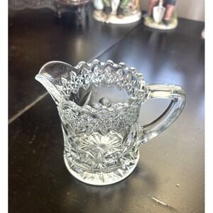 ABP Cut Glass Creamer Pitcher Small American Brilliant Crystal Vintage, 4.5"H
